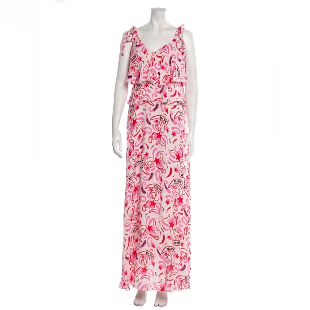 Dondup Pink and White Maxi Dress